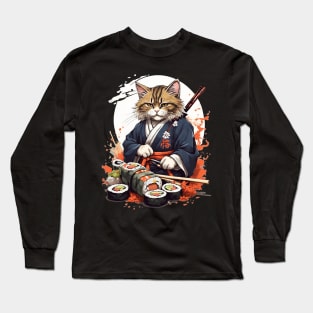 Cool Cat Sushi Art Long Sleeve T-Shirt